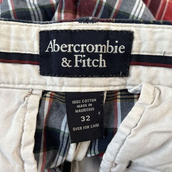 Vtg Y2K Abercrombie & Fitch Shorts Men's 32 Red Blue Plaid Longer Length A&F - Picture 4 of 8